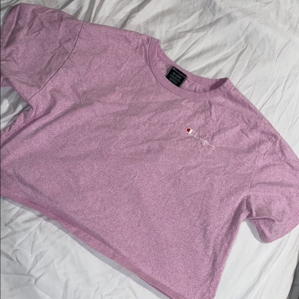 Pink heathered Champion cropped t-shirt
